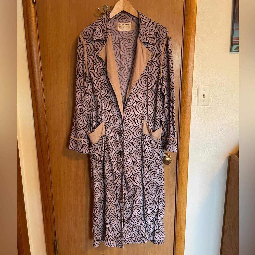 Free People Linen Trench Coat Robe Duster Size M